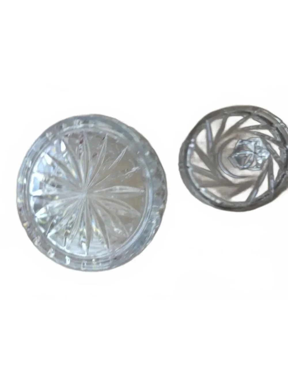 Vintage St George Lead Clear Crystal Barrel Cookie Jar & Lid